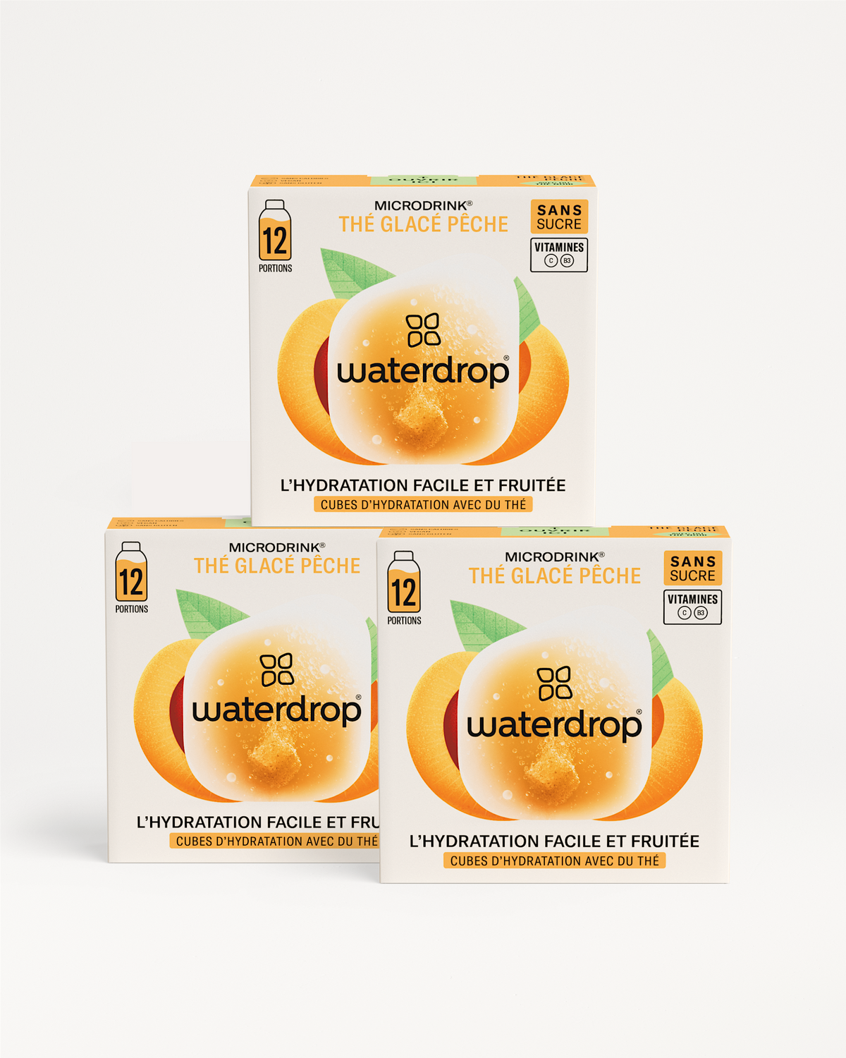 Coffret ICE TEA 2+1: Peach Iced Tea hydration cubes.