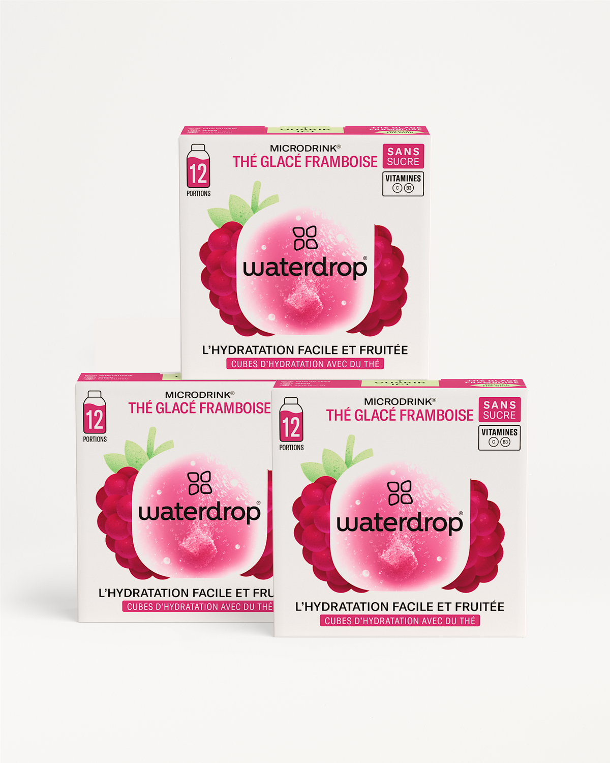 Coffret ICE TEA 2+1: Raspberry Ice Tea hydration cubes.