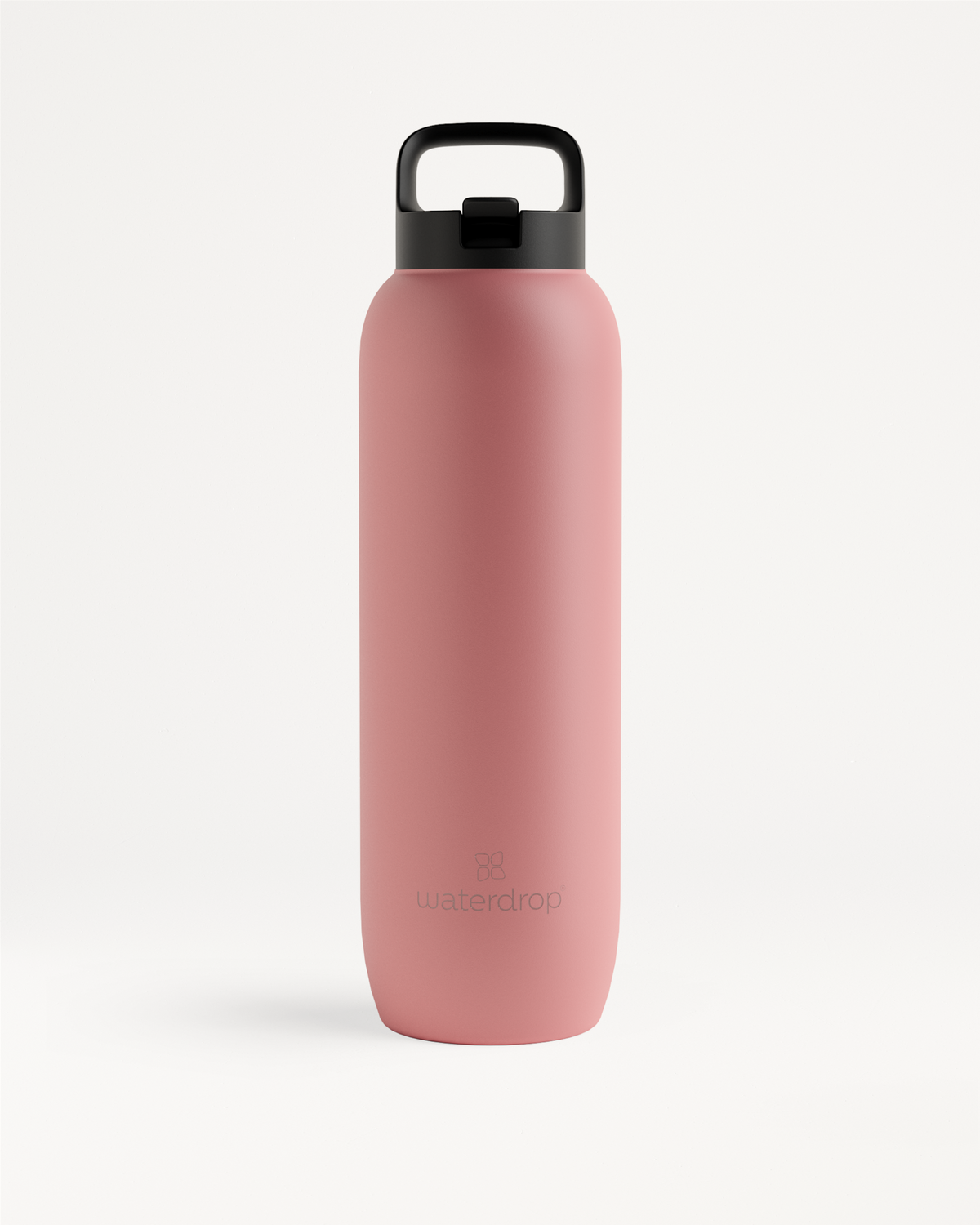 Gourde Thermo with Straw Lid, matte coral stainless-steel flask.