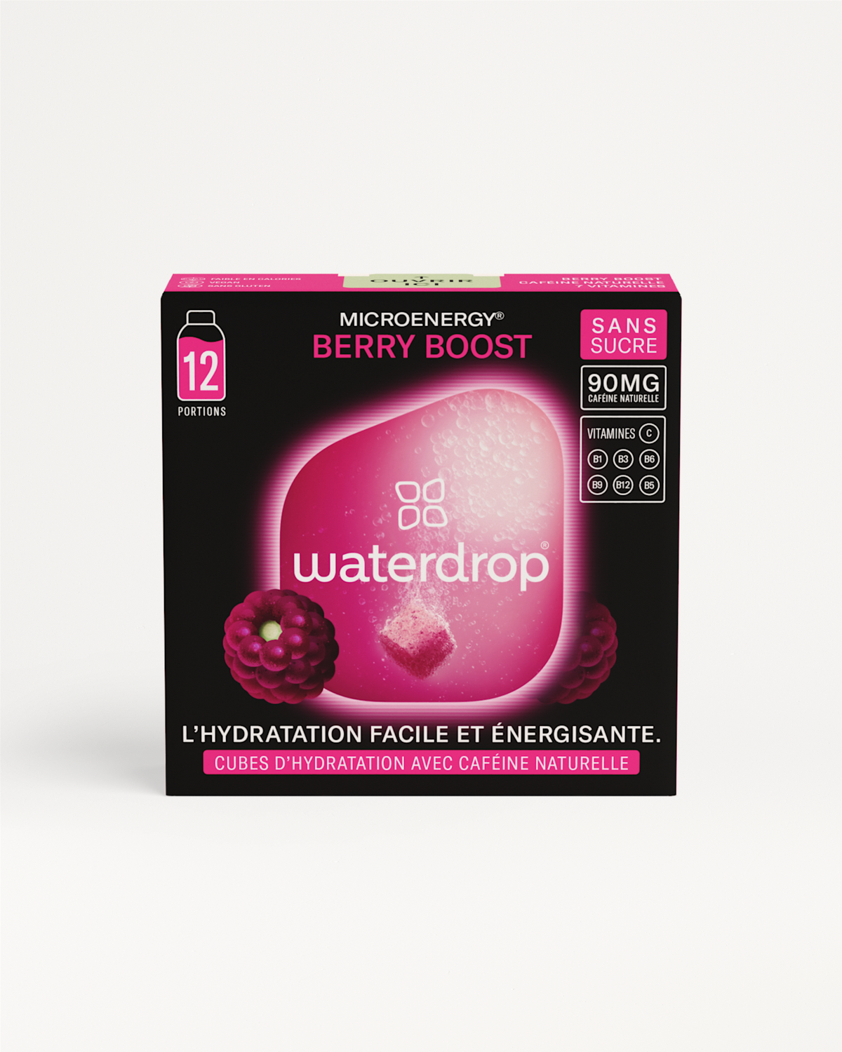 BERRY BOOST energy drink with refreshing blackberry flavor.