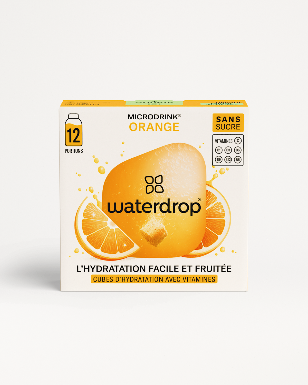 ORANGE juice box from waterdrop®, sugar-free hydration.
