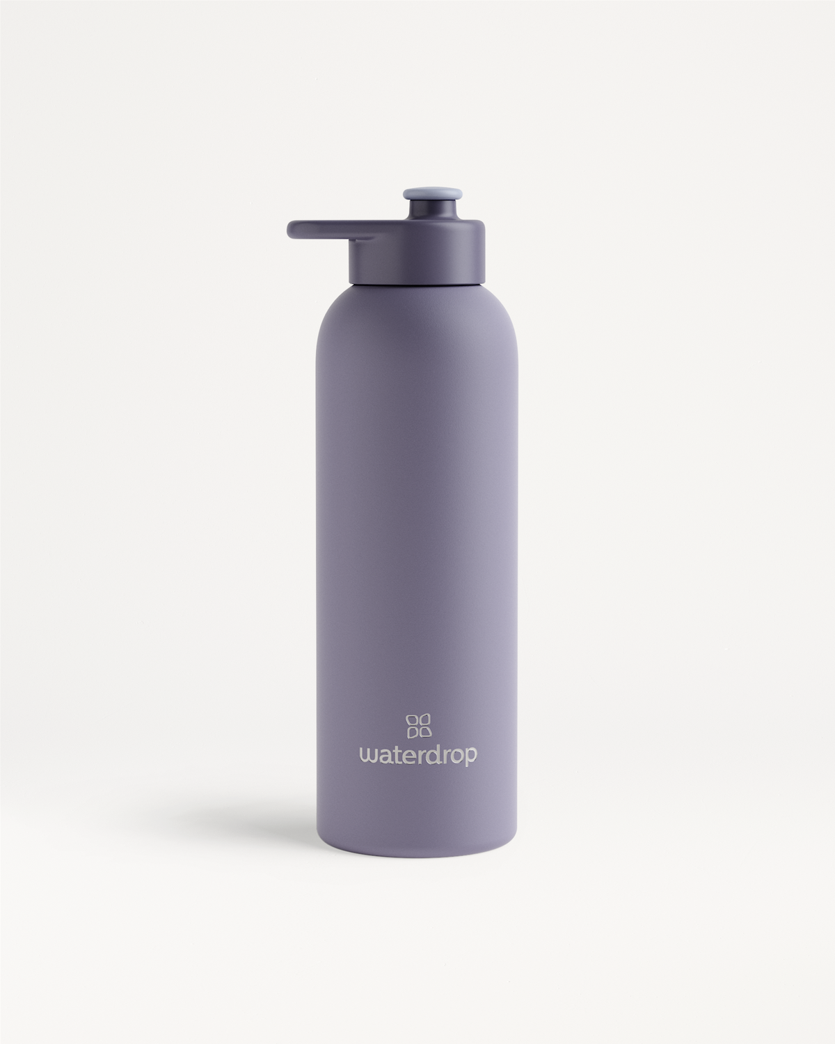 Bouteille Thermo Inox · Bouchon sport, matte purple, waterdrop logo.