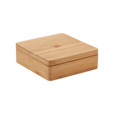Grande Boîte de Présentation wooden box with lid and logo.