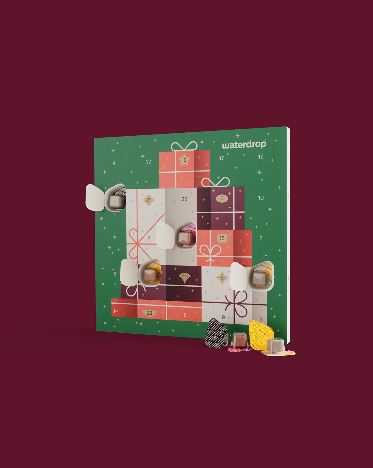 Petit Calendrier de l'avent with microdrink cubes displayed.