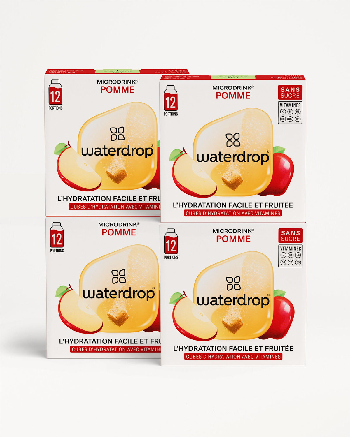 Coffret Microdrink 3+1, apple hydration cubes, sugar-free, vitamin-rich.