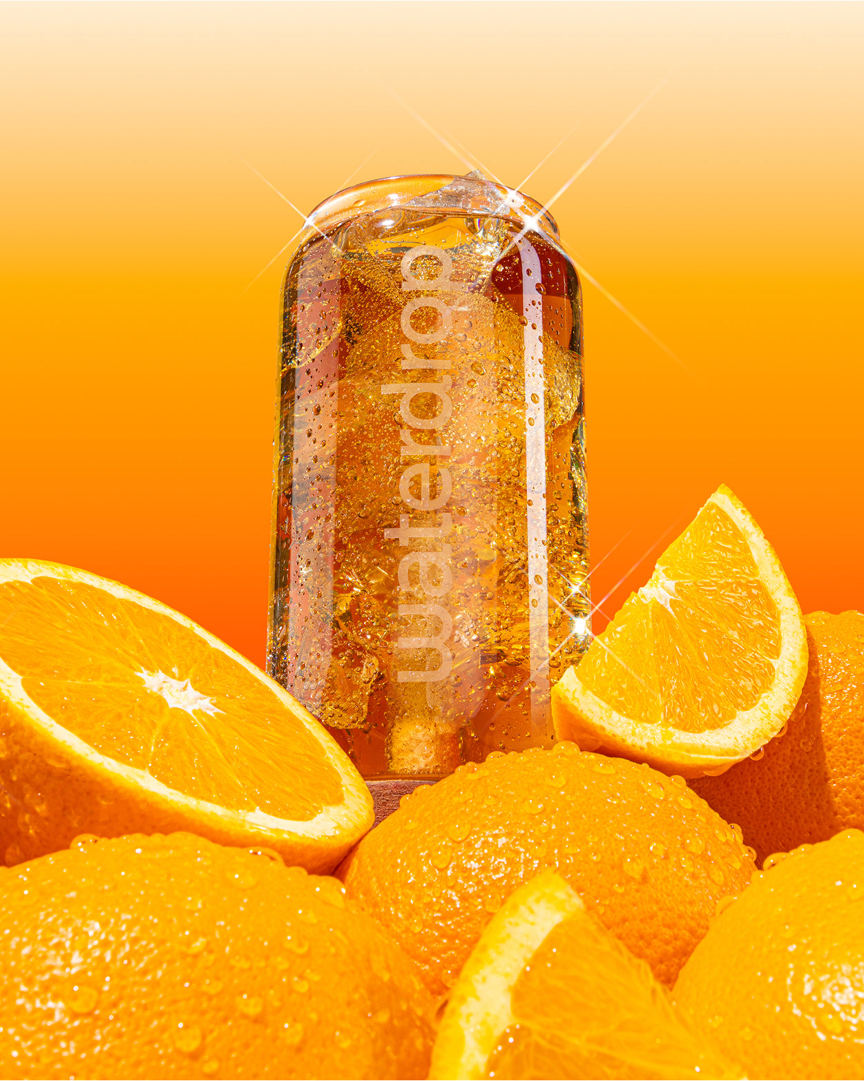 Double Pack COLA ORANGE beverage with fresh oranges.