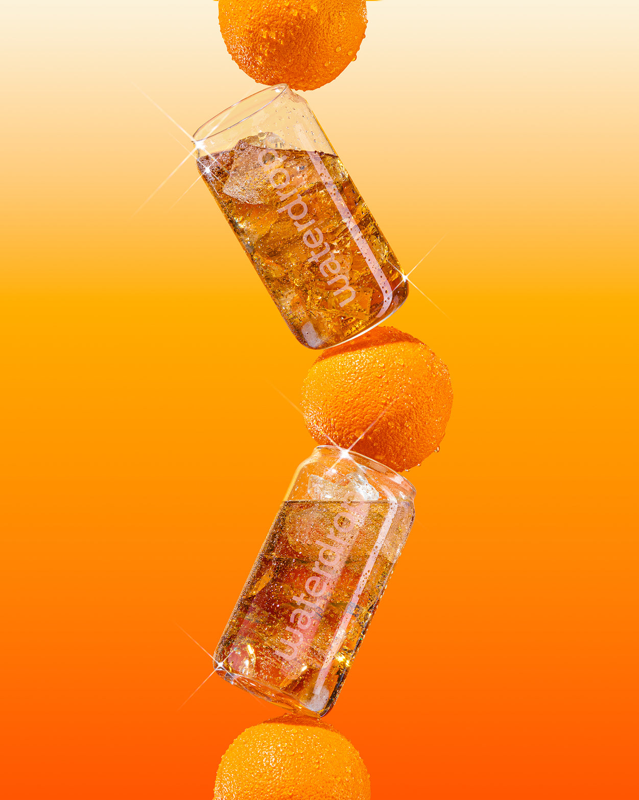 3+1 COLA ORANGE bottles with fresh oranges, waterdrop® promo.