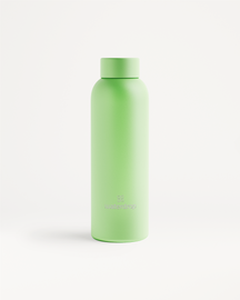 Bouteille Thermo Classique Inox, green lid, double-walled bottle.