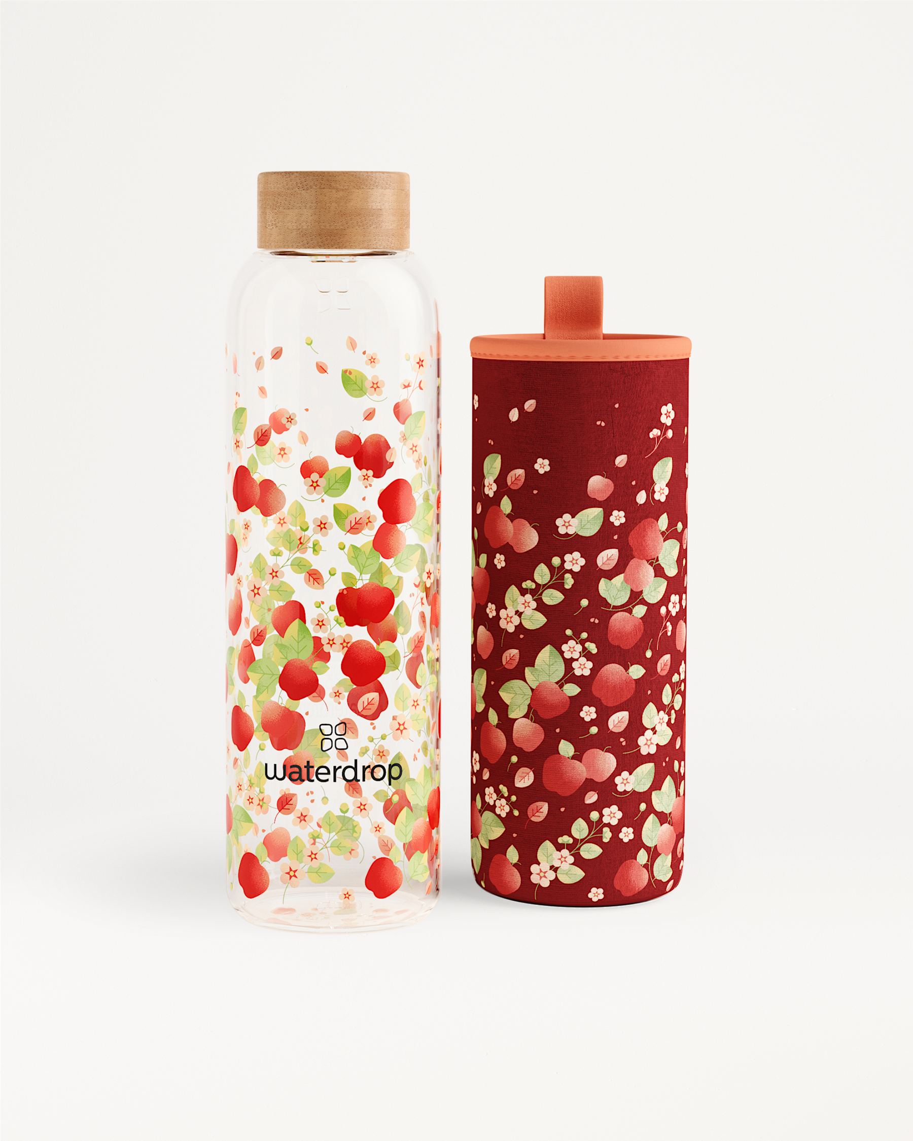 Bouteille Édition POMME glass bottle with matching neoprene sleeve.