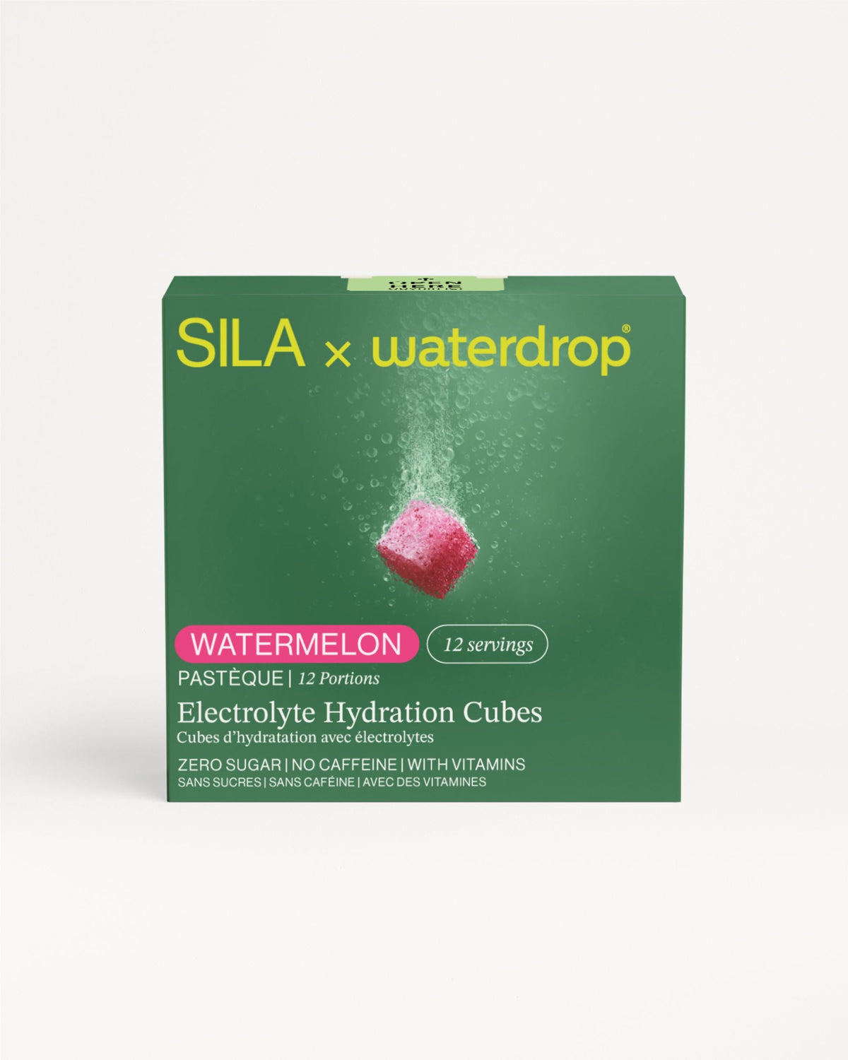 SILA Pastèque Electrolyte Hydration Cubes, watermelon flavor, zero-sugar.