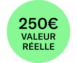 Pastille verte ronde indiquant une valeur monétaire.