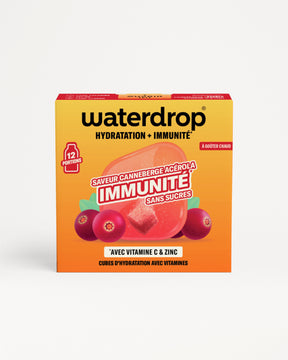 Boîte Waterdrop Immunité cubes d'hydratation Cranberry.