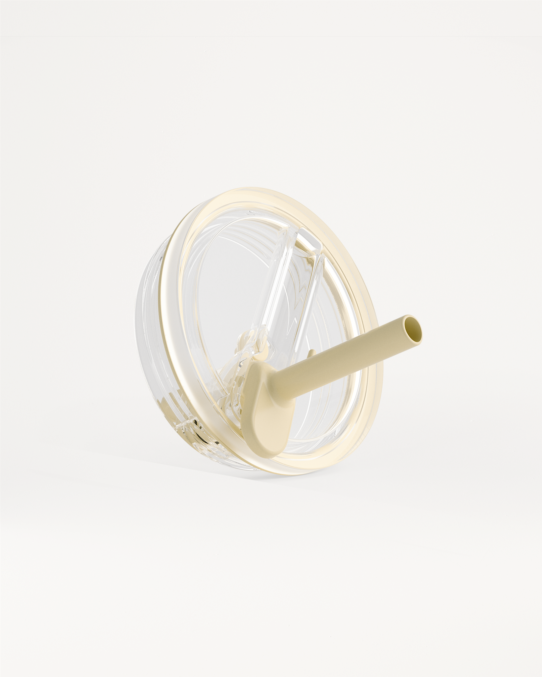 Couvercle transparent anti-fuite avec paille intégrée et joint beige pour une tasse réutilisable.