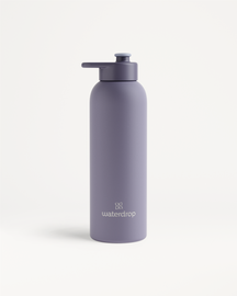 Bouteille Thermo Inox · Bouchon sport, matte purple, waterdrop logo.